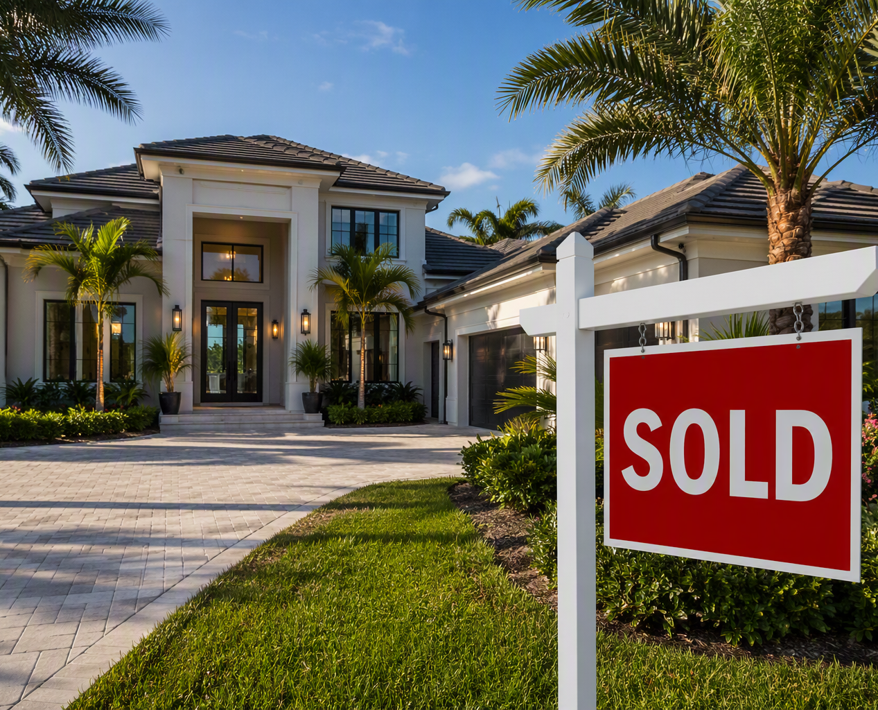 Home with for sale and sold sign