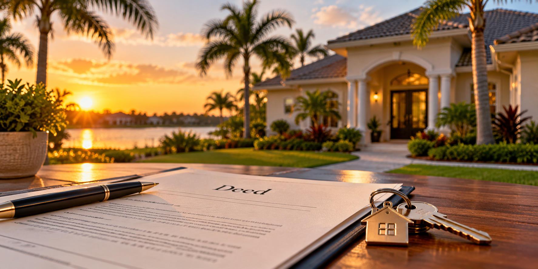Florida home with deed and keys representing a Lady Bird Deed